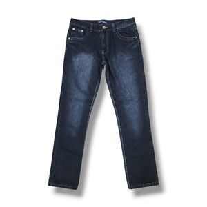 Seven Souls Embroidered Pockets Black Faded Denim Jeans Men's 34x32